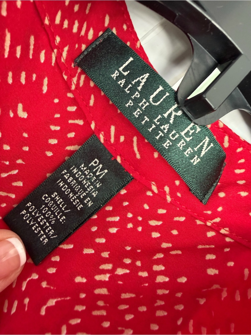 Ralph Lauren Red V-Neck Button-Front Tunic Top, size Petite Medium - Picture 3 of 4